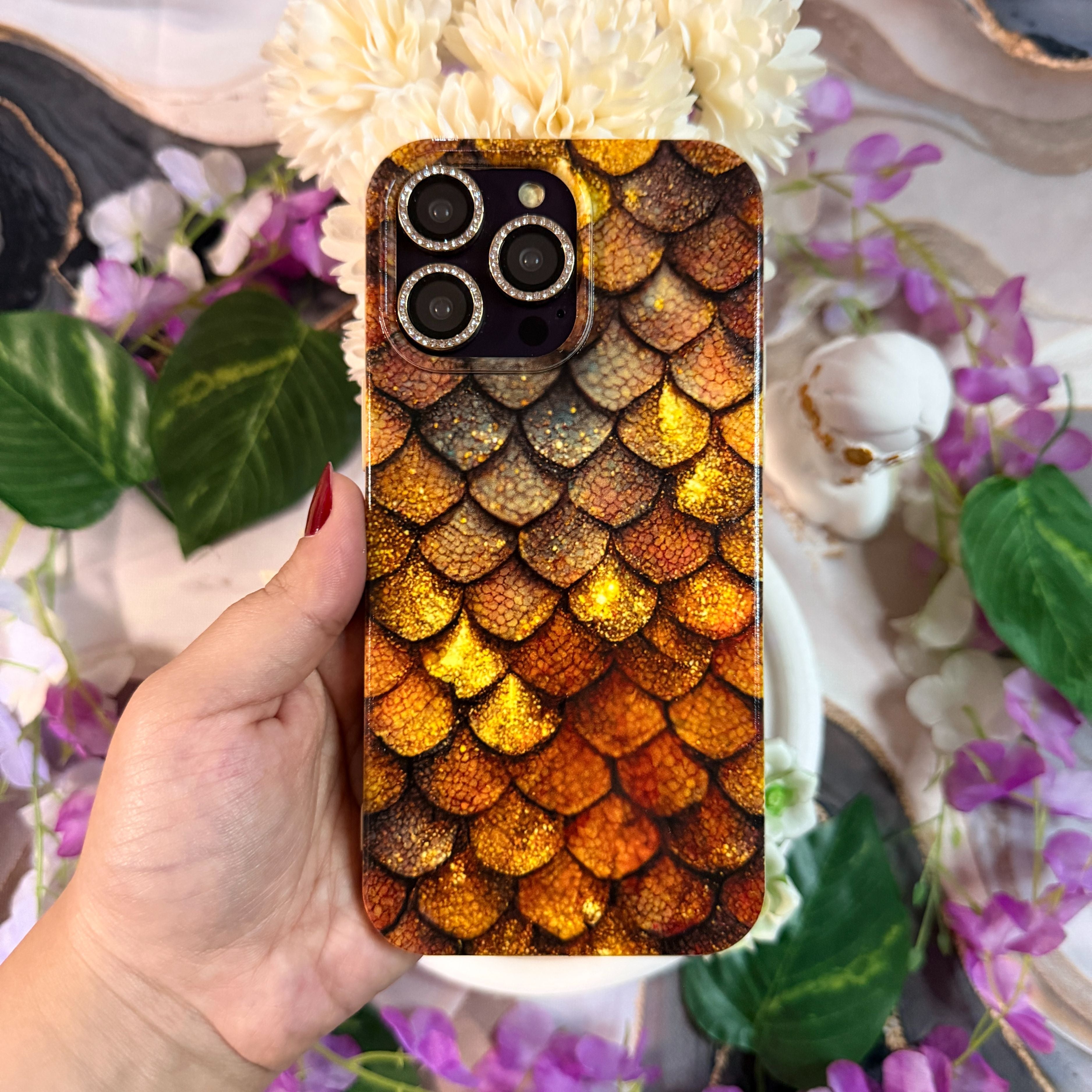 Bronz Pul Efektli Premium Telefon Kılıfı