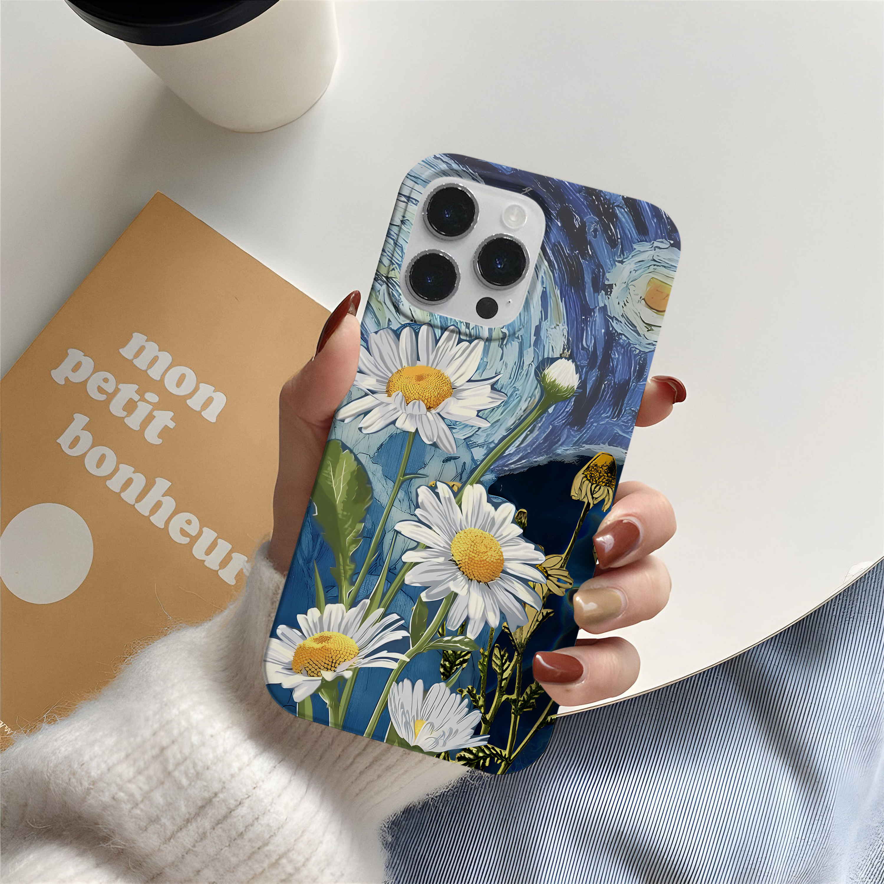 Van Gogh Tarzı Papatya Desenli Telefon Kılıfı