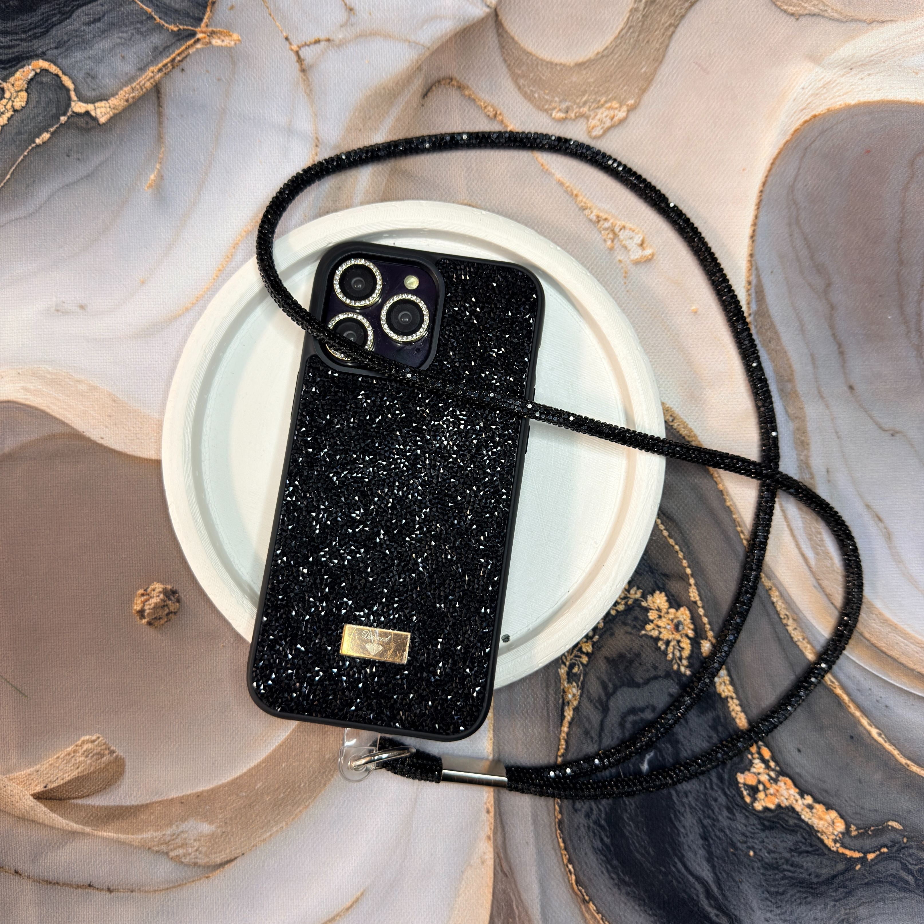 Taşlı Işıltılı Telefon Askısı-Boyunluk